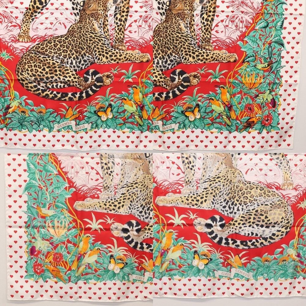 Hermes Silk Carre 90 Scarf In Jungle Love White - Picture 5 of 9